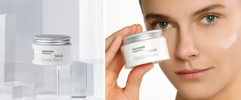 Crema Gisèle Denis con niacinamida y vitamina C, ideal para día y noche. Una piel radiante y de rápida absorción.